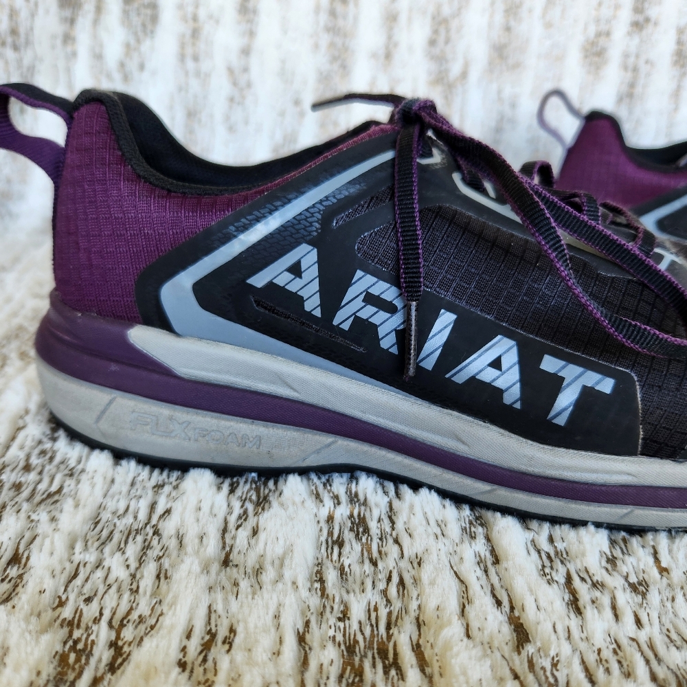 Ariat "Outpace" Composite Toe Work Shoe Black Shadow Purple | Women's Size 8 - Picture 8 of 14